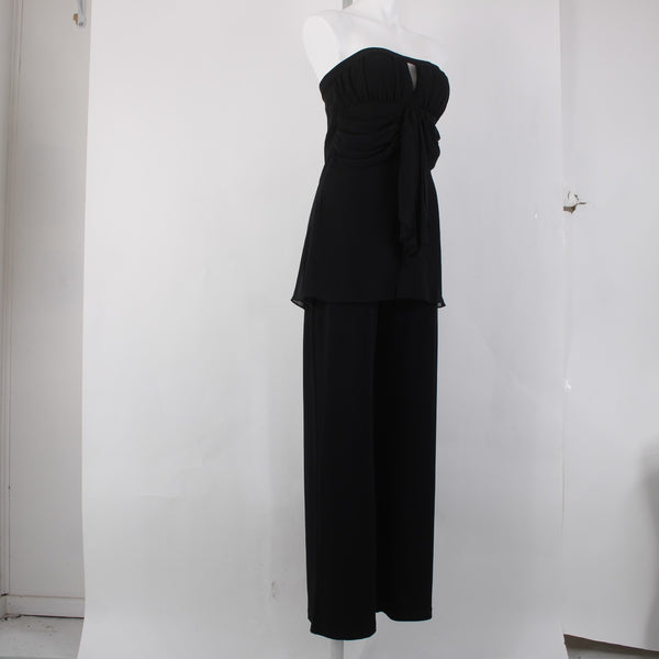 White House Black Market Jumpsuit Sz 6 Black Gathered Top 100% Poly Jumpsuit