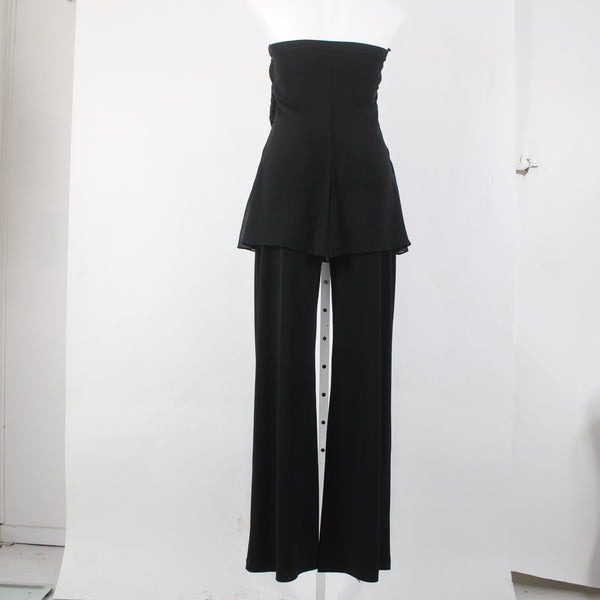 White House Black Market Jumpsuit Sz 6 Black Gathered Top 100% Poly Jumpsuit