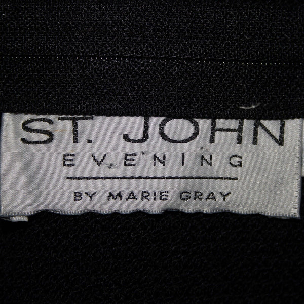 St John Evening Sz 6 Black Gold Paillettes Studded Santana Knit AS IS Dress
