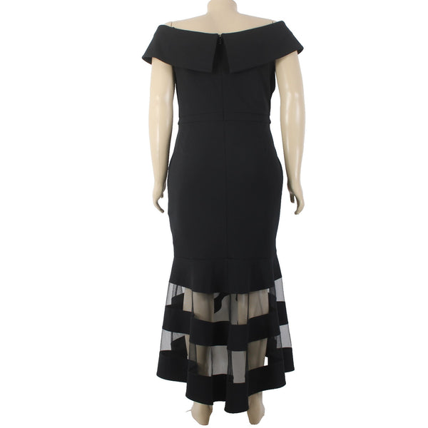 Joseph Ribkoff Dress Signature NEW Sz 22 Black Mesh Hi Lo Poly Spandex Dress