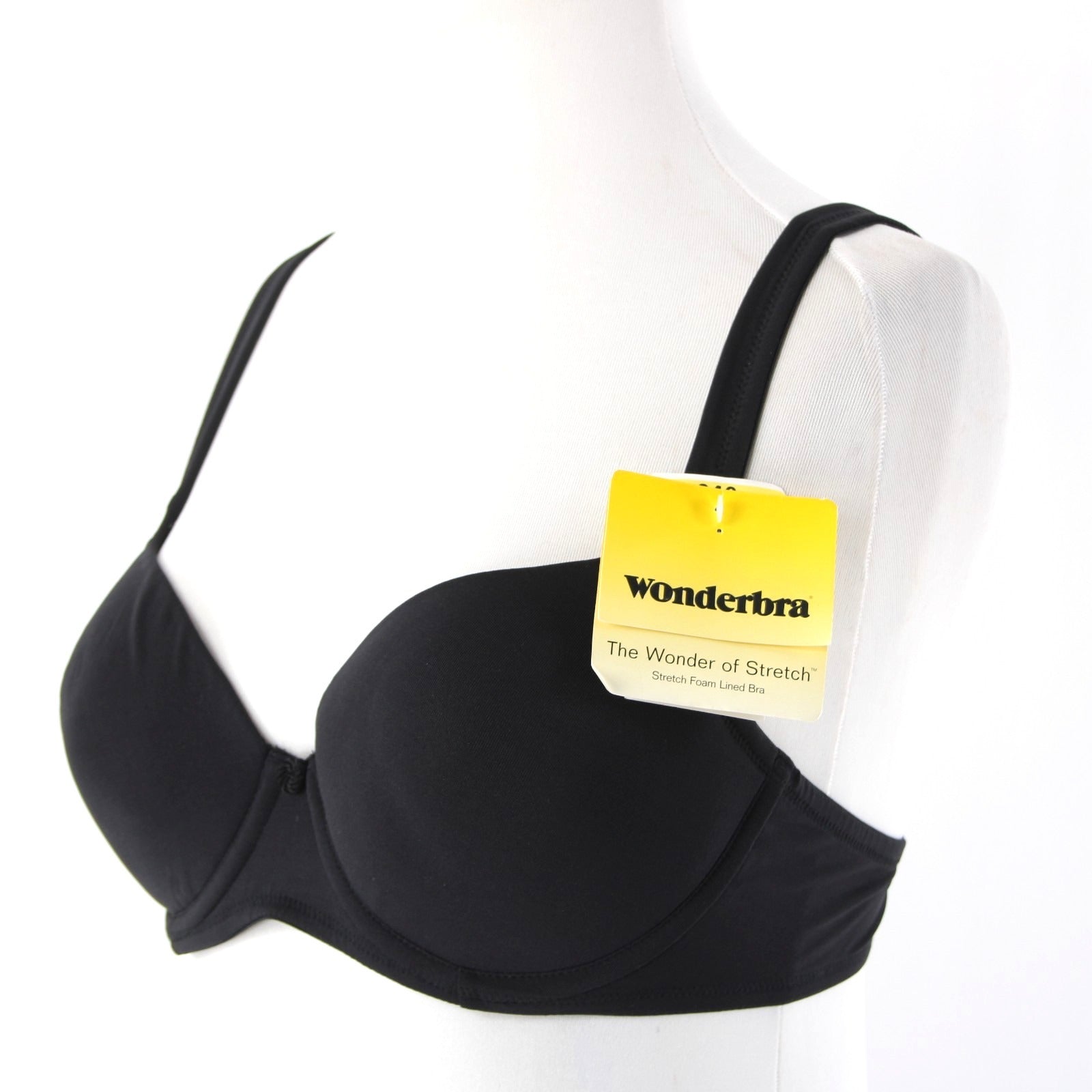 Wonderbra NEW Sz 32C Black Nylon Blend 7880 Nylon Blend Cotton Lined Cups Bra