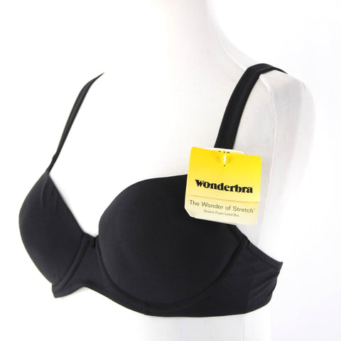 Wonderbra NEW Sz 32C Black Nylon Blend 7880 Nylon Blend Cotton Lined Cups Bra