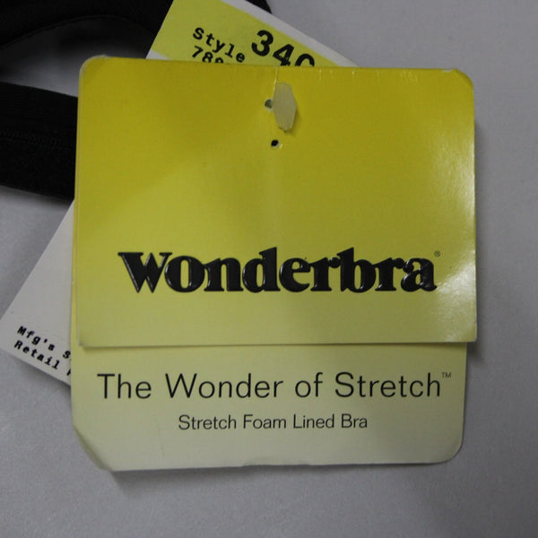 Wonderbra NEW Sz 32C Black Nylon Blend 7880 Nylon Blend Cotton Lined Cups Bra