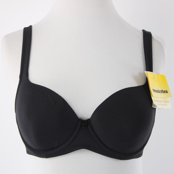 Wonderbra NEW Sz 32C Black Nylon Blend 7880 Nylon Blend Cotton Lined Cups Bra
