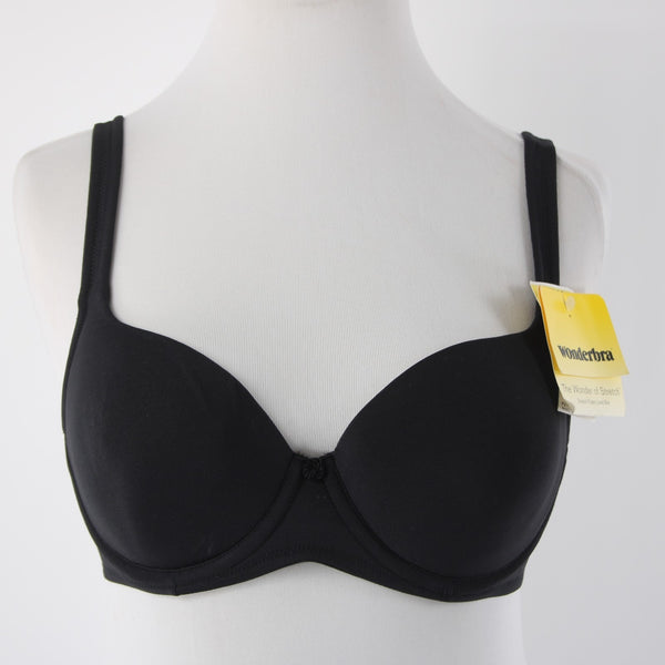Wonderbra NEW Sz 32C Black Nylon Blend 7880 Nylon Blend Cotton Lined Cups Bra