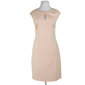 Sharagano NEW $99 Sz 12 Peach Back Zip Bow Keyhole Front Poly Blend Knit Dress