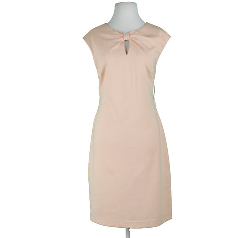 Sharagano NEW $99 Sz 12 Peach Back Zip Bow Keyhole Front Poly Blend Knit Dress