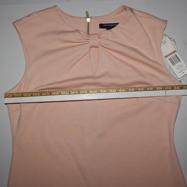 Sharagano NEW $99 Sz 12 Peach Back Zip Bow Keyhole Front Poly Blend Knit Dress