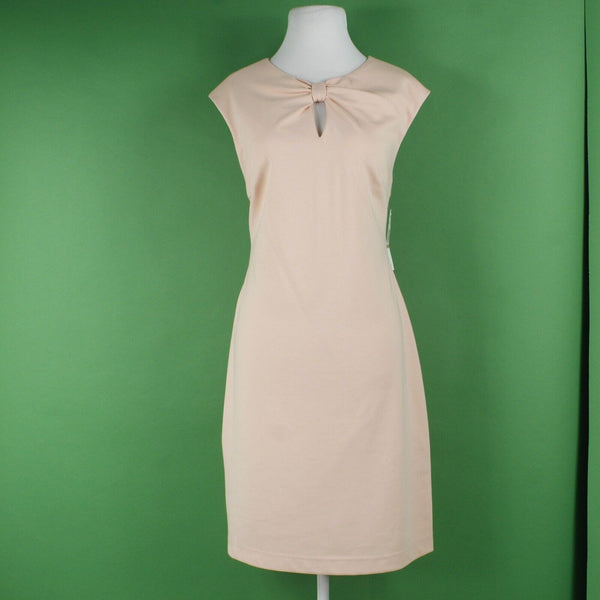 Sharagano NEW $99 Sz 12 Peach Back Zip Bow Keyhole Front Poly Blend Knit Dress