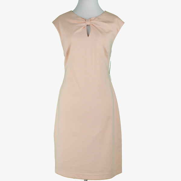 Sharagano NEW $99 Sz 12 Peach Back Zip Bow Keyhole Front Poly Blend Knit Dress