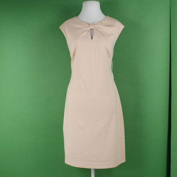 Sharagano NEW $99 Sz 12 Peach Back Zip Bow Keyhole Front Poly Blend Knit Dress