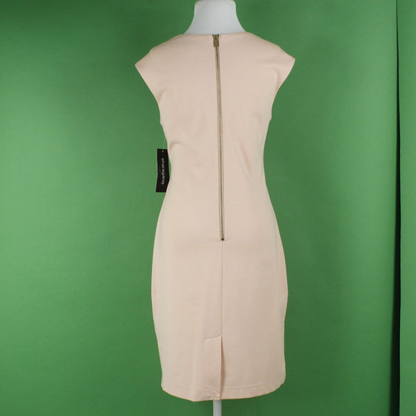 Sharagano NEW $99 Sz 12 Peach Back Zip Bow Keyhole Front Poly Blend Knit Dress
