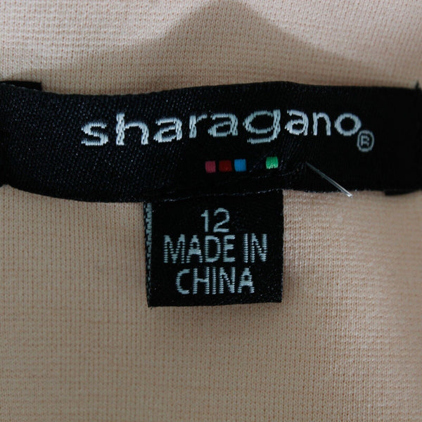 Sharagano NEW $99 Sz 12 Peach Back Zip Bow Keyhole Front Poly Blend Knit Dress