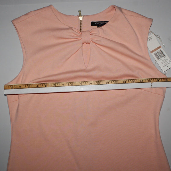 Sharagano NEW $99 Sz 12 Peach Back Zip Bow Keyhole Front Poly Blend Knit Dress