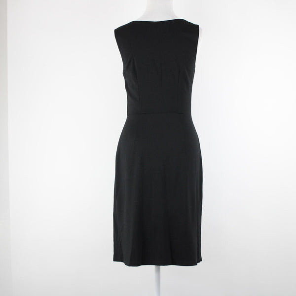 Lily Sz S Black Silvertone Zip Detail Ruffle Polyester Spandex Bodycon Dress