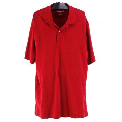 Eddie Bauer Sz L Red 100% Cotton Short Sleeve Polo Shirt