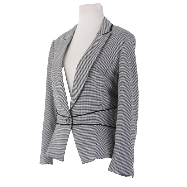 White House Black Market Jacket NEW $180 Sz 12 Black White Polyester Rayon