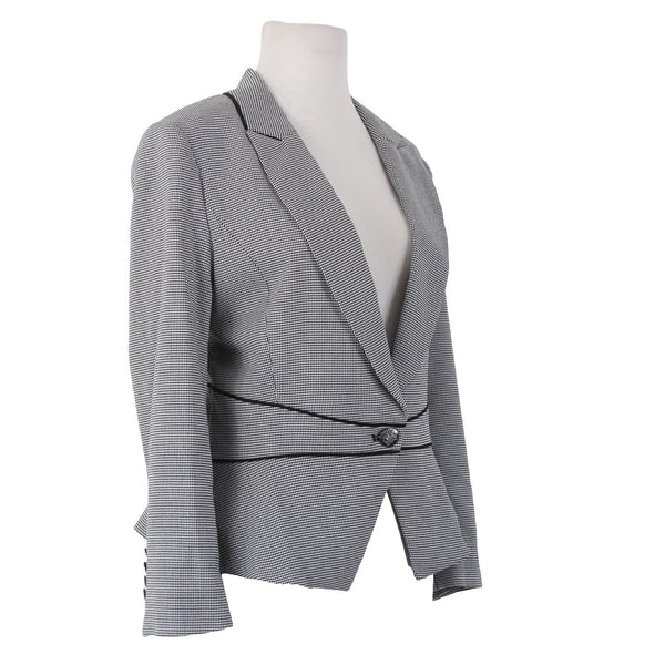 White House Black Market Jacket NEW $180 Sz 12 Black White Polyester Rayon