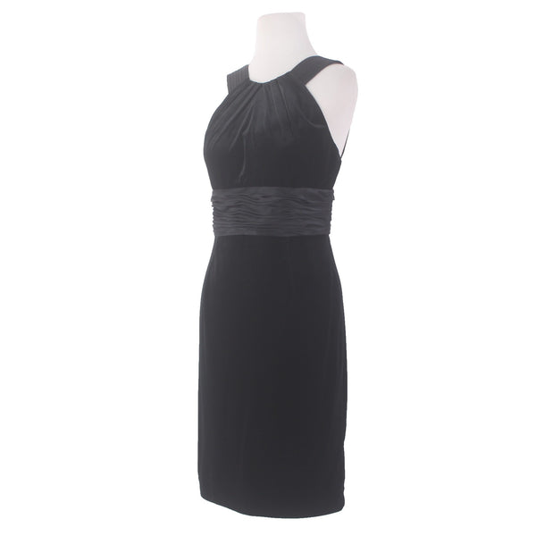 Adrianna Papell Dress Boutique Sz 8 Black Velveteen Polyester Spandex Dress