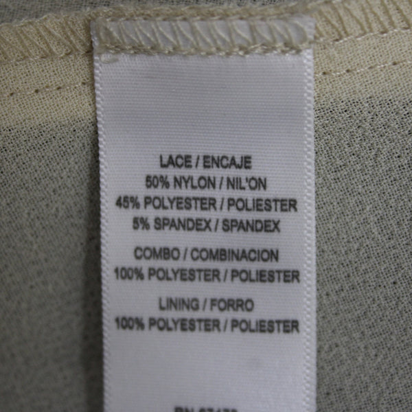 J Taylor Dress Sz 8 Navy Blue Tan Lined Lace Detail Sequin Nylon Poly Spandex