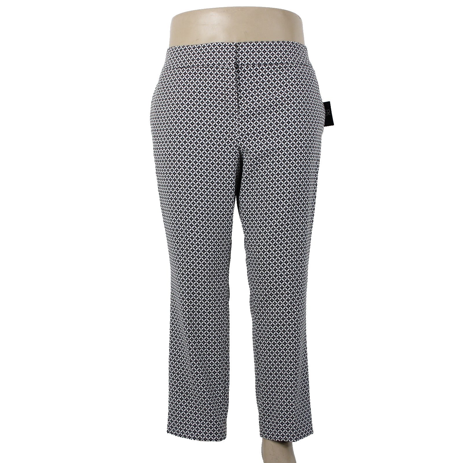 Kasper Pant NEW $79 Sz 16 x 27 Black White Hook Eye Pockets Poly Elastane Pant