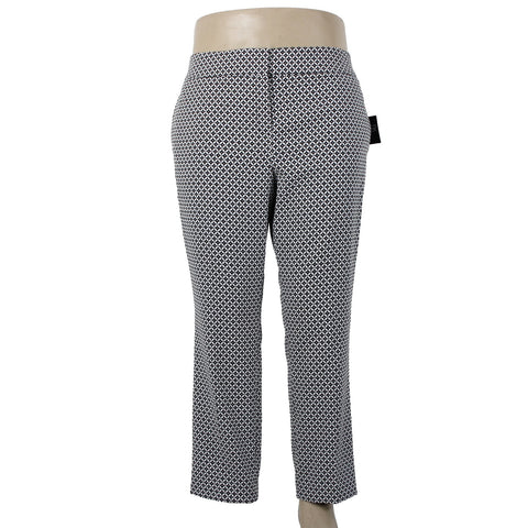 Kasper Pant NEW $79 Sz 16 x 27 Black White Hook Eye Pockets Poly Elastane Pant