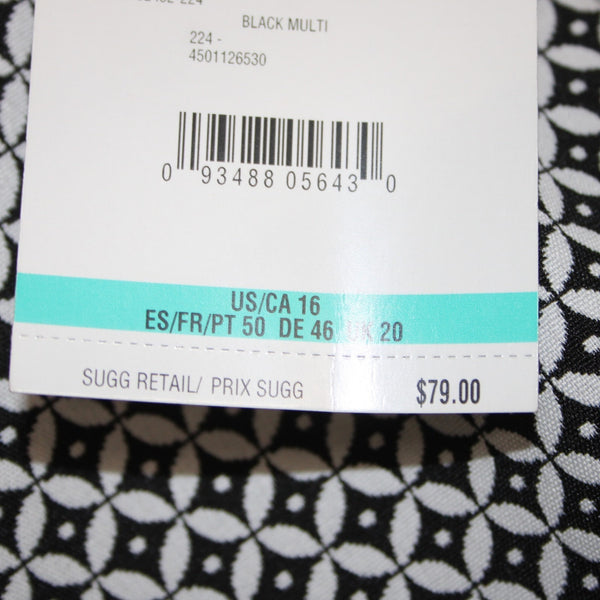 Kasper Pant NEW $79 Sz 16 x 27 Black White Hook Eye Pockets Poly Elastane Pant