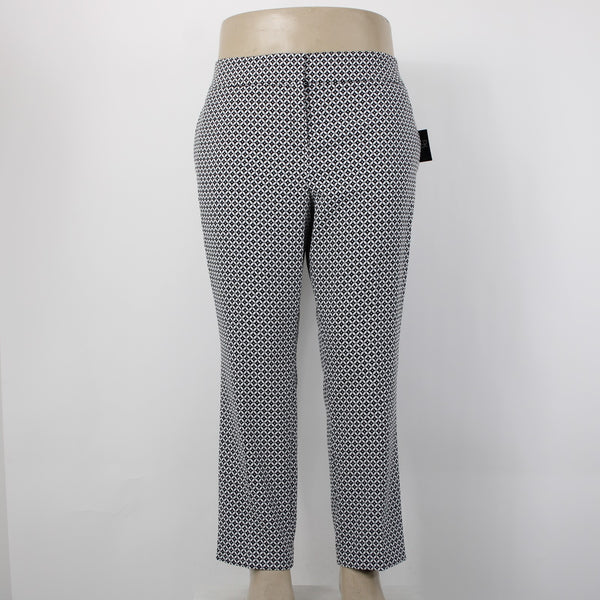 Kasper Pant NEW $79 Sz 16 x 27 Black White Hook Eye Pockets Poly Elastane Pant