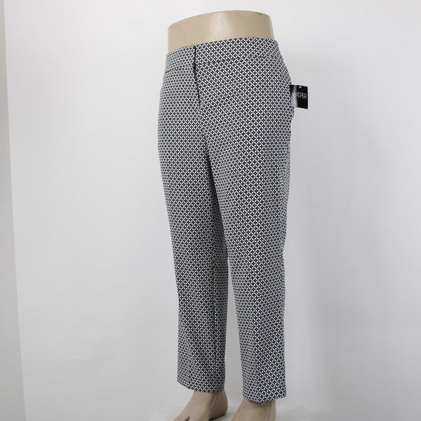 Kasper Pant NEW $79 Sz 16 x 27 Black White Hook Eye Pockets Poly Elastane Pant