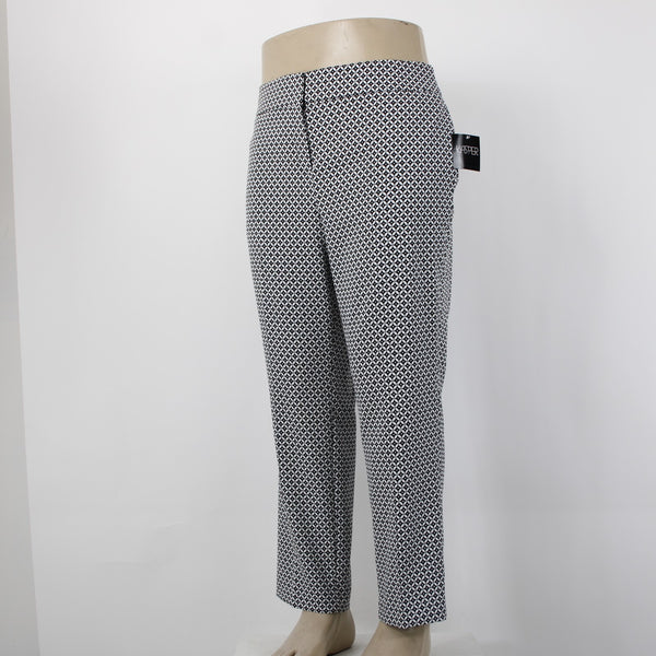 Kasper Pant NEW $79 Sz 16 x 27 Black White Hook Eye Pockets Poly Elastane Pant