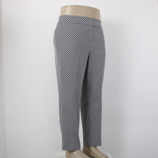 Kasper Pant NEW $79 Sz 16 x 27 Black White Hook Eye Pockets Poly Elastane Pant