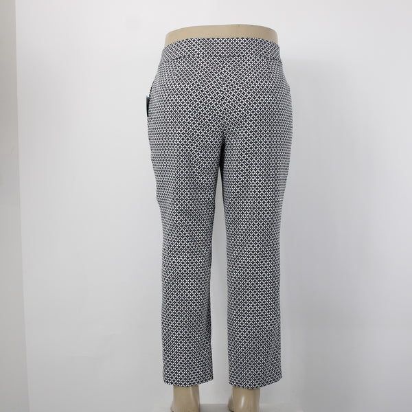Kasper Pant NEW $79 Sz 16 x 27 Black White Hook Eye Pockets Poly Elastane Pant