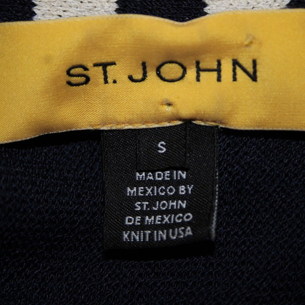 St John Sz S Navy Blue Cream Santana Knit Wool Rayon AS IS Sweater Top