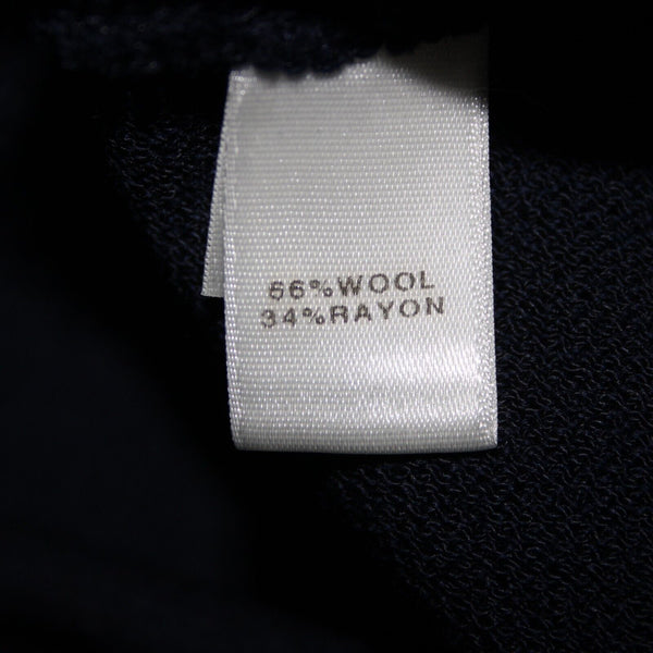 St John Sz S Navy Blue Cream Santana Knit Wool Rayon AS IS Sweater Top
