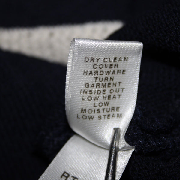 St John Sz S Navy Blue Cream Santana Knit Wool Rayon AS IS Sweater Top