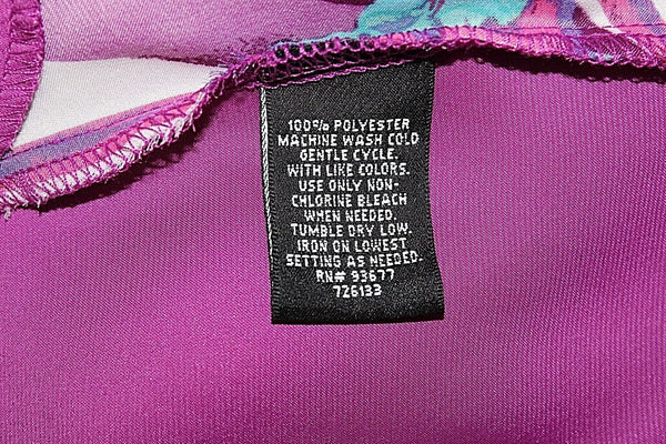 Nicole Miller Sz XS Purple White Aqua Multi 100% Polyester Back Zip Hi Lo Top