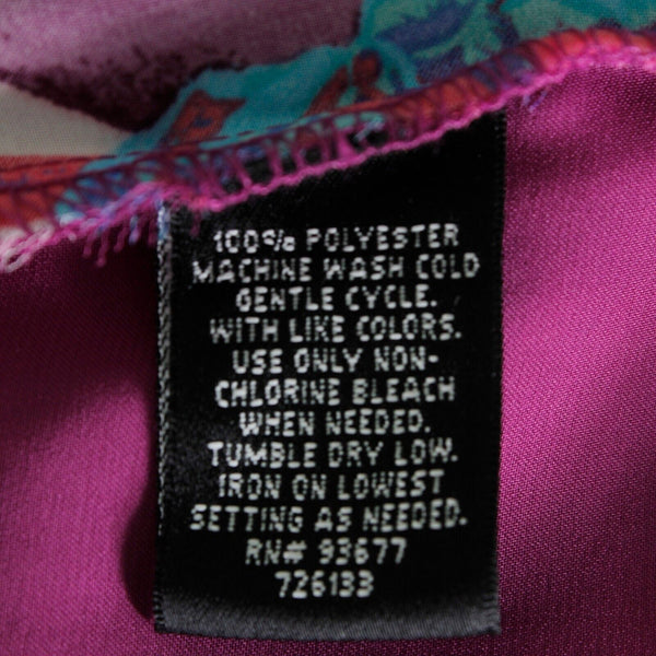 Nicole Miller Sz XS Purple White Aqua Multi 100% Polyester Back Zip Hi Lo Top
