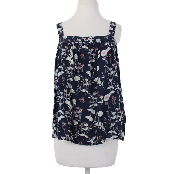 Gap Top NEW $40 Sz L Navy Multi Color Floral Square Neck 100% Modal Top