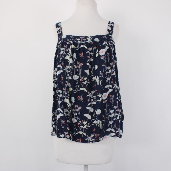 Gap Top NEW $40 Sz L Navy Multi Color Floral Square Neck 100% Modal Top