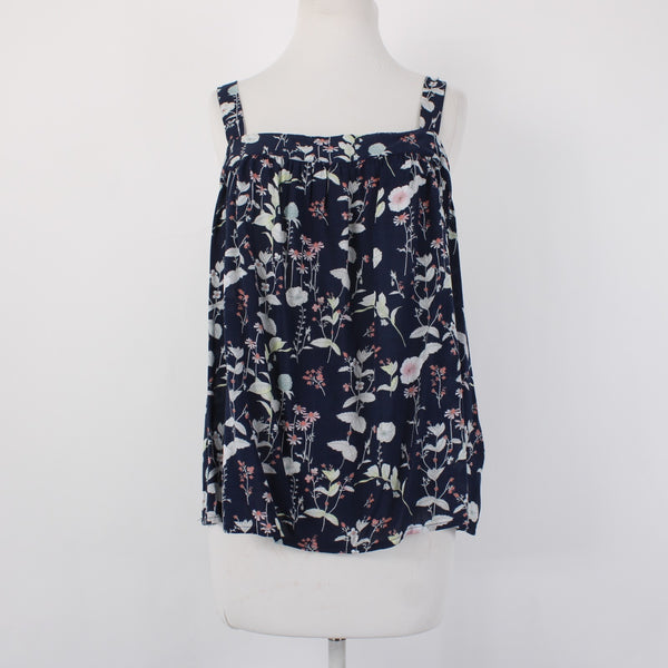 Gap Top NEW $40 Sz L Navy Multi Color Floral Square Neck 100% Modal Top