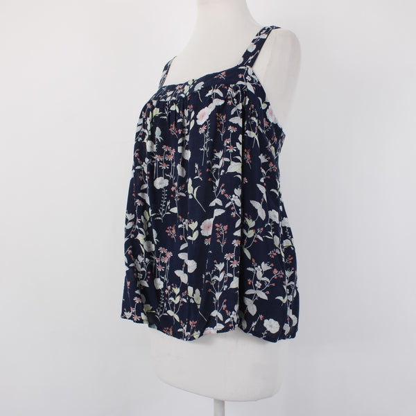 Gap Top NEW $40 Sz L Navy Multi Color Floral Square Neck 100% Modal Top