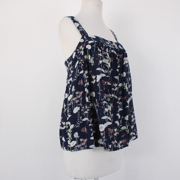 Gap Top NEW $40 Sz L Navy Multi Color Floral Square Neck 100% Modal Top