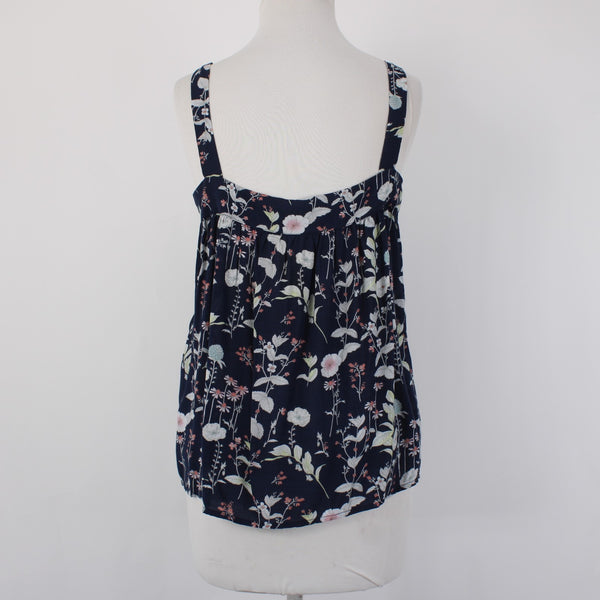 Gap Top NEW $40 Sz L Navy Multi Color Floral Square Neck 100% Modal Top