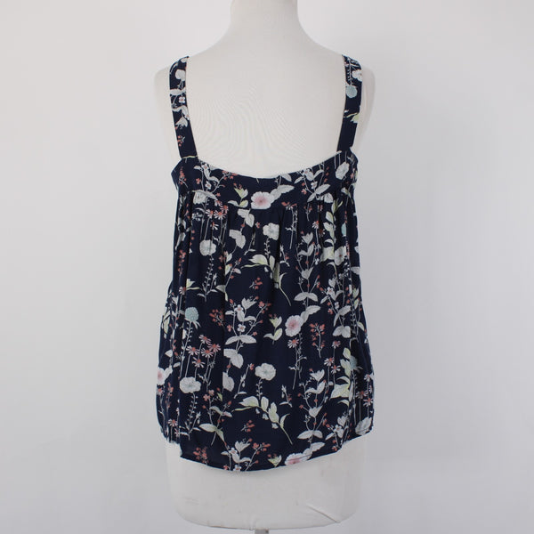 Gap Top NEW $40 Sz L Navy Multi Color Floral Square Neck 100% Modal Top