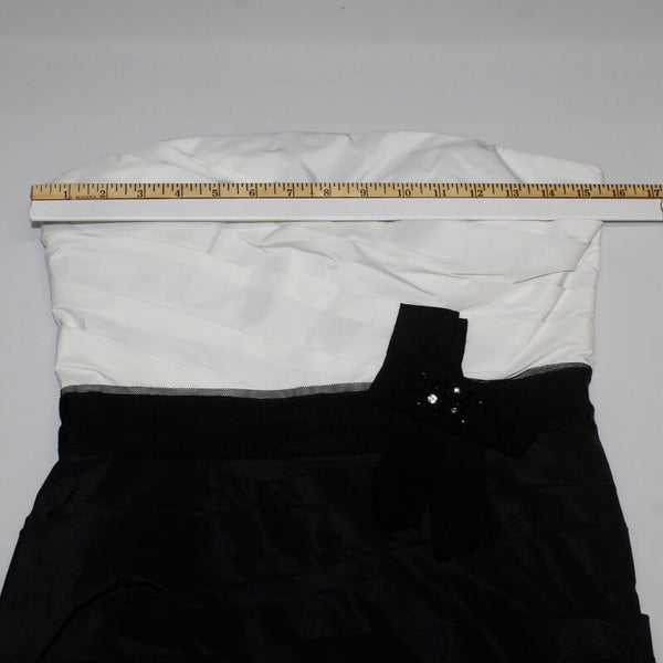 Max Cleo NEW $229 Sz 8 Black White Strapless Bow Embellished Fitted Poly Dress