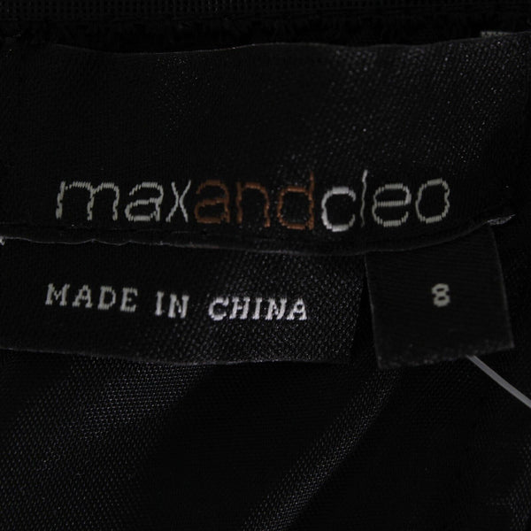 Max Cleo NEW $229 Sz 8 Black White Strapless Bow Embellished Fitted Poly Dress