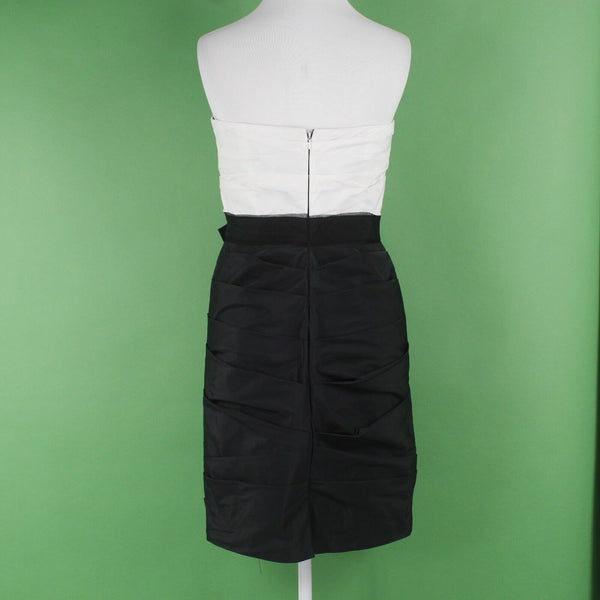 Max Cleo NEW $229 Sz 8 Black White Strapless Bow Embellished Fitted Poly Dress