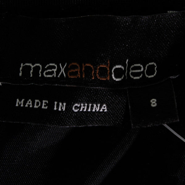 Max Cleo NEW $229 Sz 8 Black White Strapless Bow Embellished Fitted Poly Dress