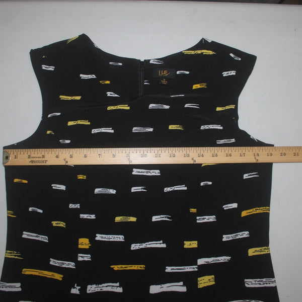 I Le Dress Sz 14 Black Yellow White 2 Pc Pencil Polyester Spandex Dress