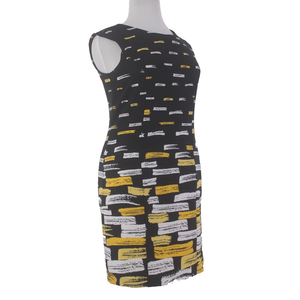 I Le Dress Sz 14 Black Yellow White 2 Pc Pencil Polyester Spandex Dress